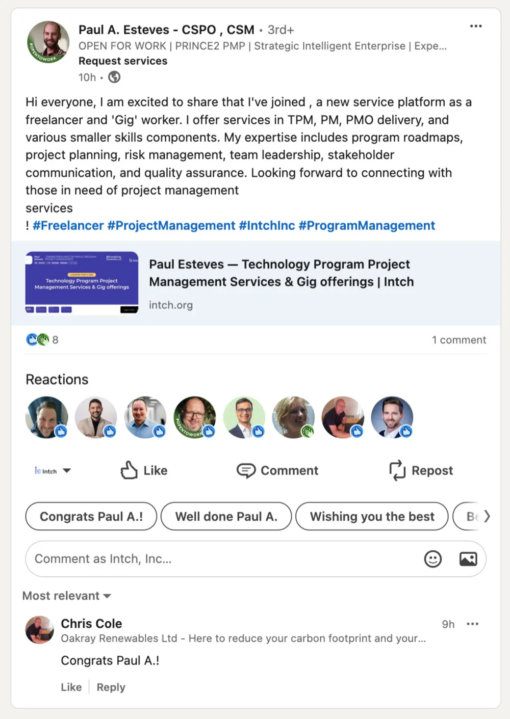 Customer review of Intch
